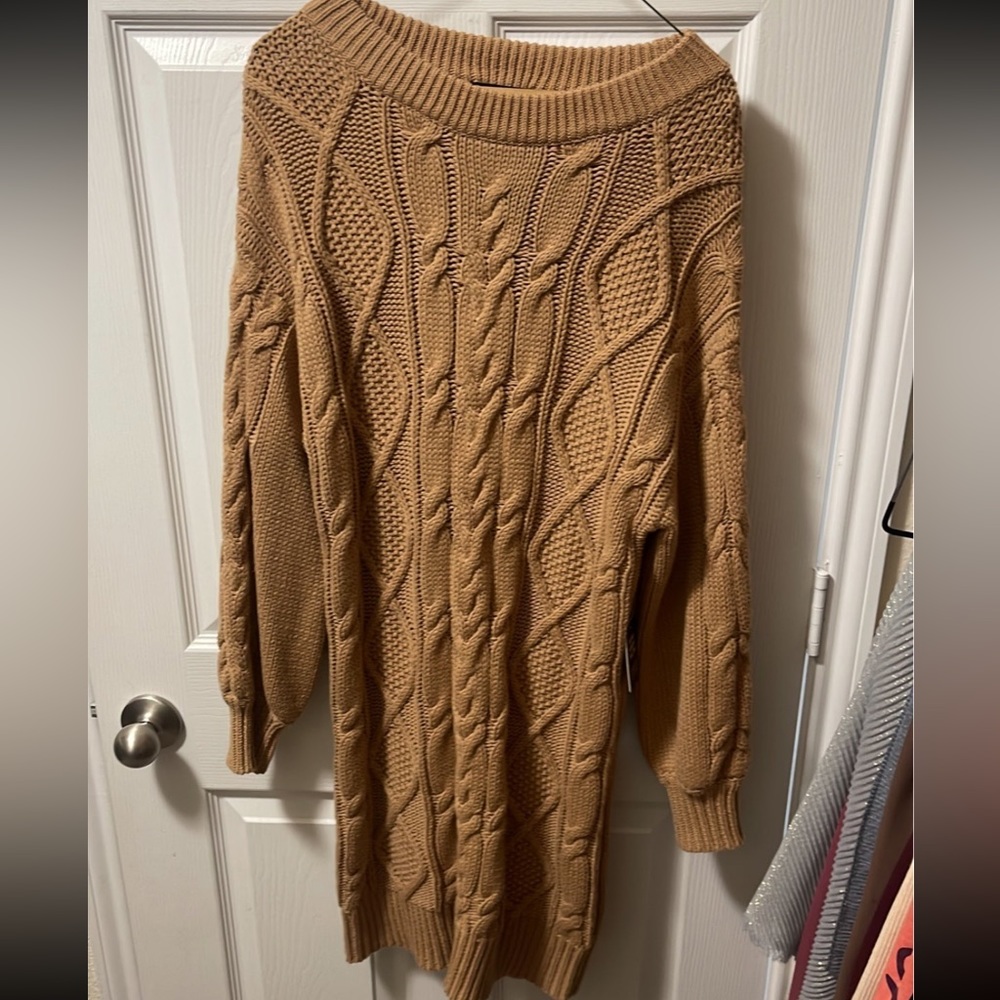 Cable knit sweater dress